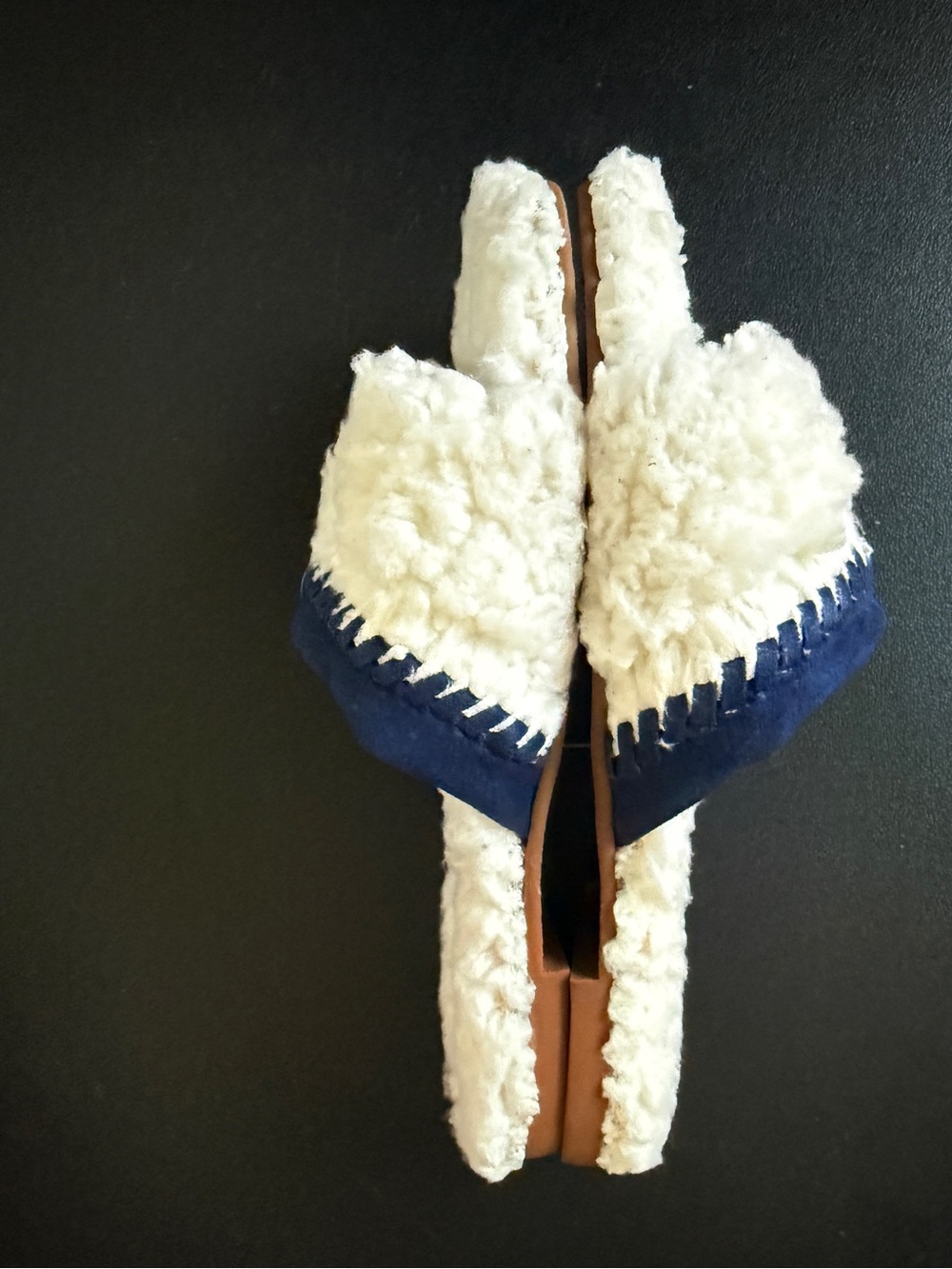 Jack Rogers Emily Ivory Sherpa Slippers Open Toe Shoes Size 7 NWT